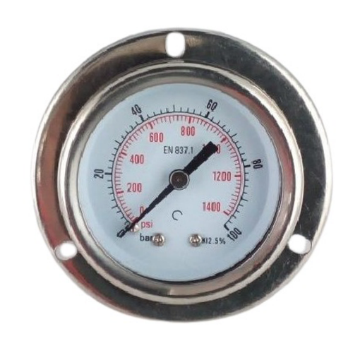 Slika 1/2x600bar (63mm)- Glicerinski manometar, priključak od pozadi, sa rozetnom